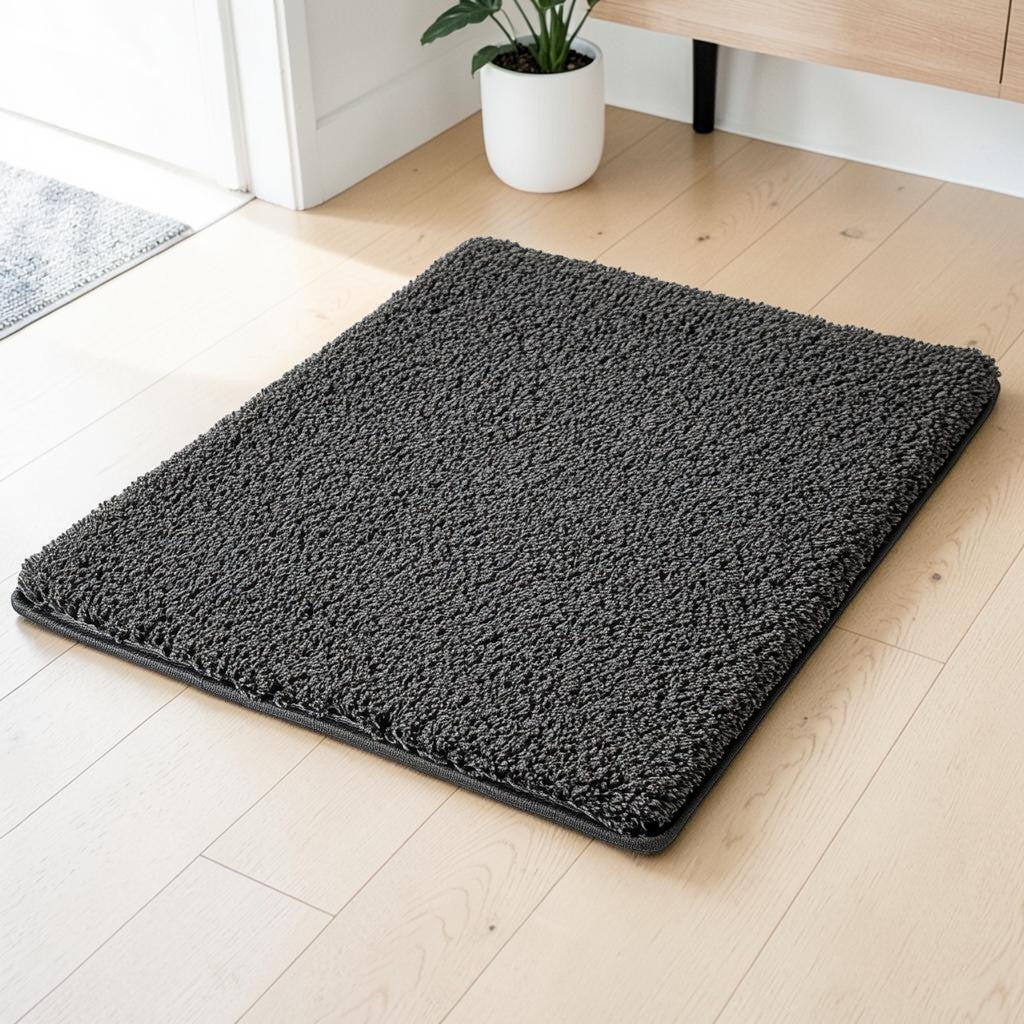 Fitlog Indoor Doormat - Ultra-Slim Absorbent Chenille Microfiber Door Mat with Non-Slip Backing - Low-Profile Mud Mat for Entryway & Bathroom - Slate Grey