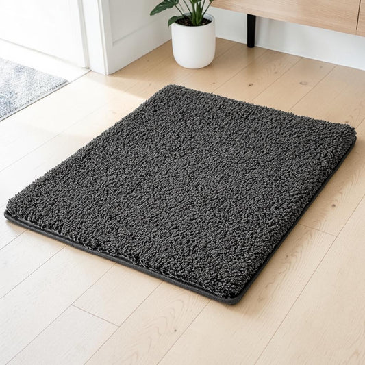 Fitlog Indoor Doormat - Ultra-Slim Absorbent Chenille Microfiber Door Mat with Non-Slip Backing - Low-Profile Mud Mat for Entryway & Bathroom - Slate Grey